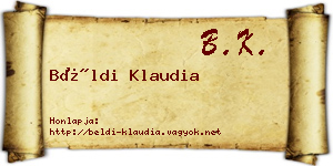 Béldi Klaudia névjegykártya